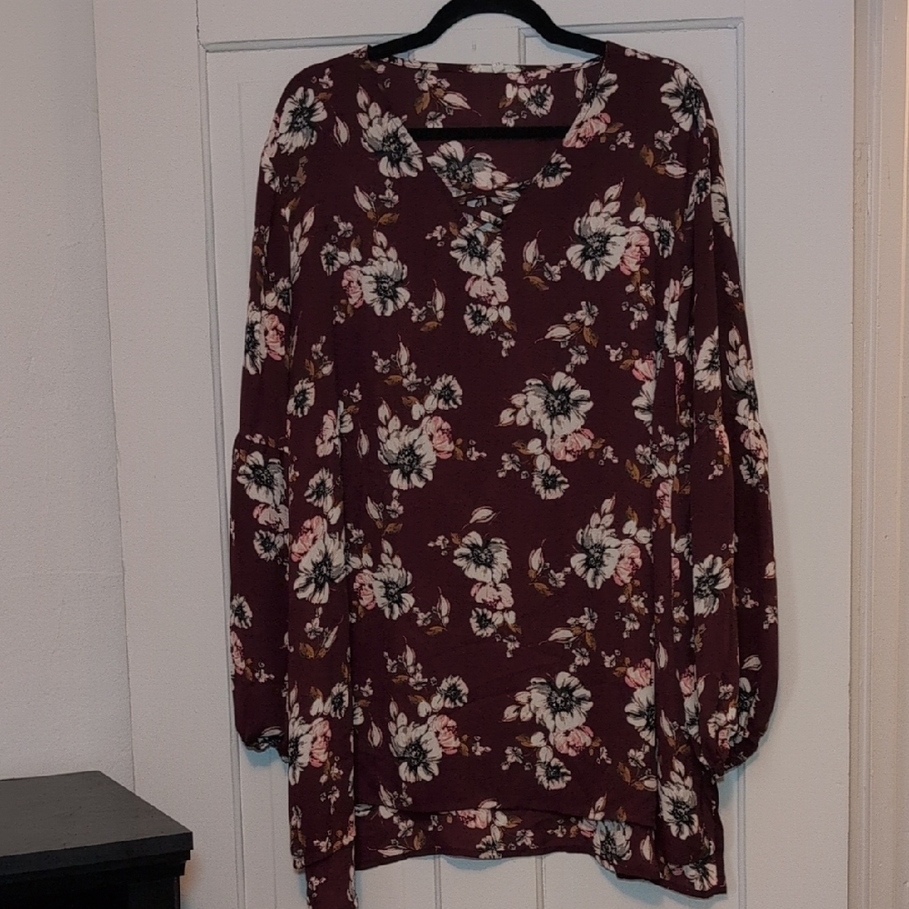 Floral Burgundy Women's Top